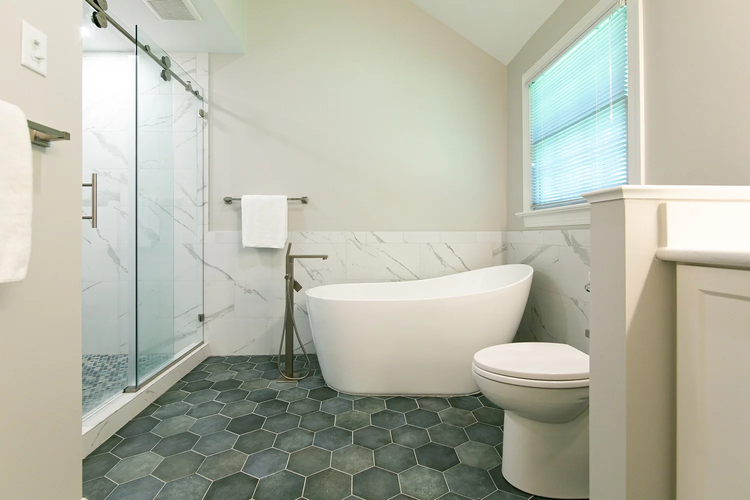 View 2 of the completed bathroom remodel in Powhatan Williamsburg Virginia