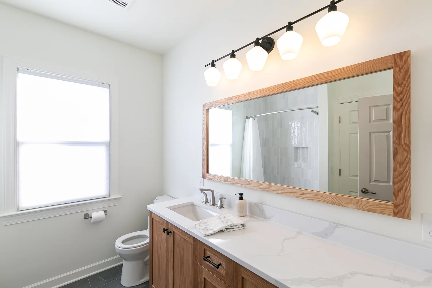View 3 of the completed bathroom remodel in Holly Grove Williamsburg Virginia