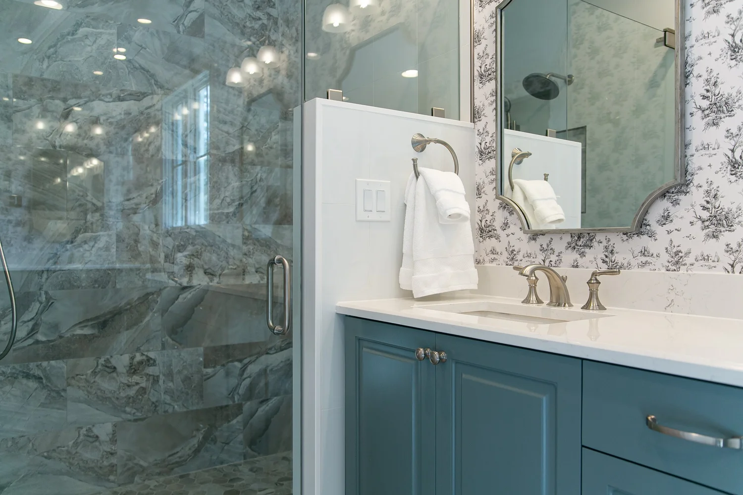 View 12 of the completed bathroom remodel in Governor’s Land Williamsburg Virginia