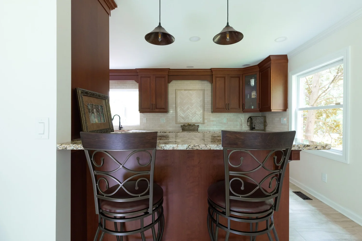 View 3 of the completed kitchen remodel in Fenton Mill Williamsburg Virginia