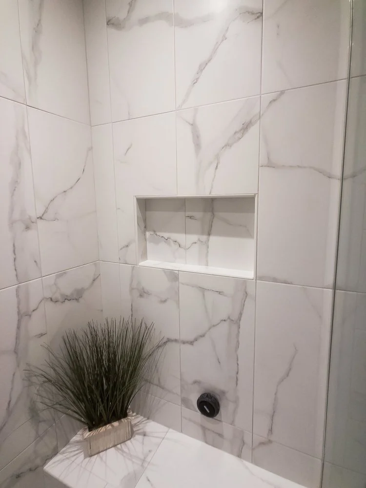 View 3 of the completed bathroom remodel in Fyfe Court Williamsburg Virginia