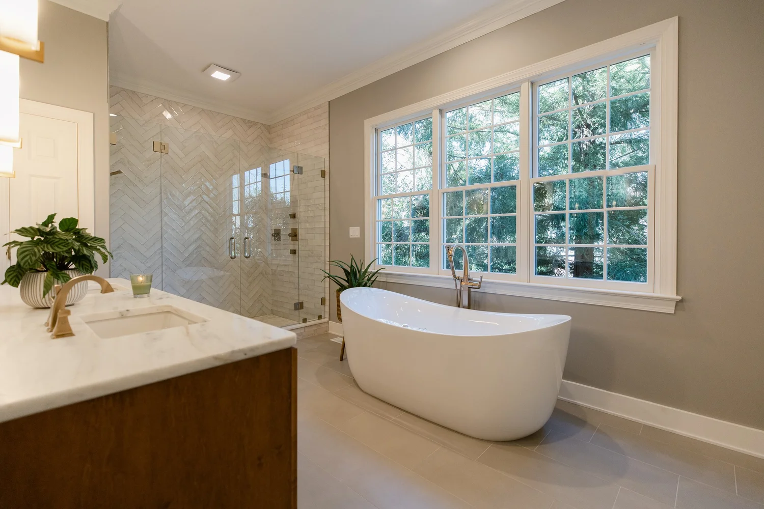View 2 of the completed bathroom remodel in Ford’s Colony Williamsburg Virginia
