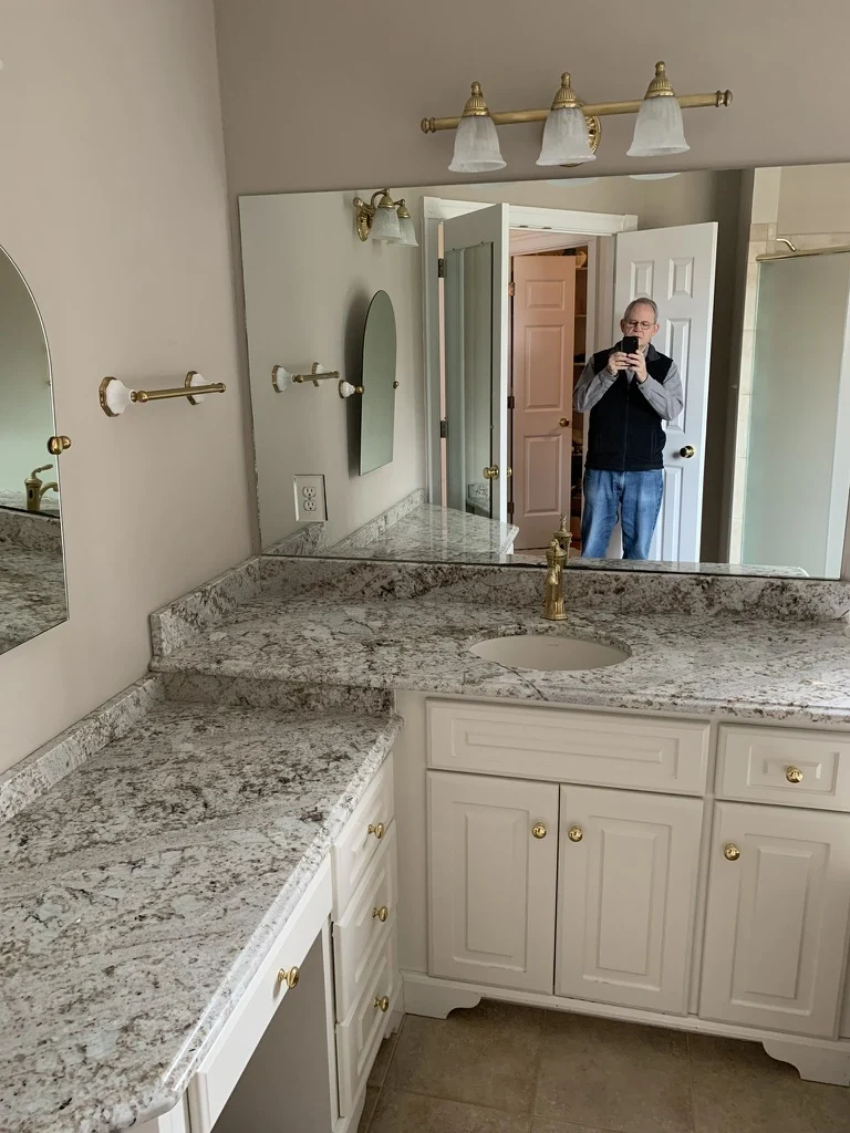 The larger vanity before the Ford’s Colony renovation