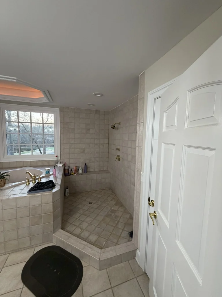 Inside the new shower before the Ford’s Colony renovation