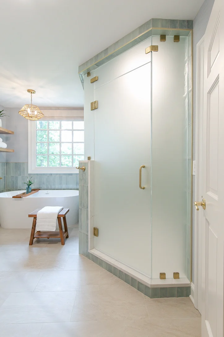 The tub & shower area after remodeling by VanFleet Homes in Ford’s Colony