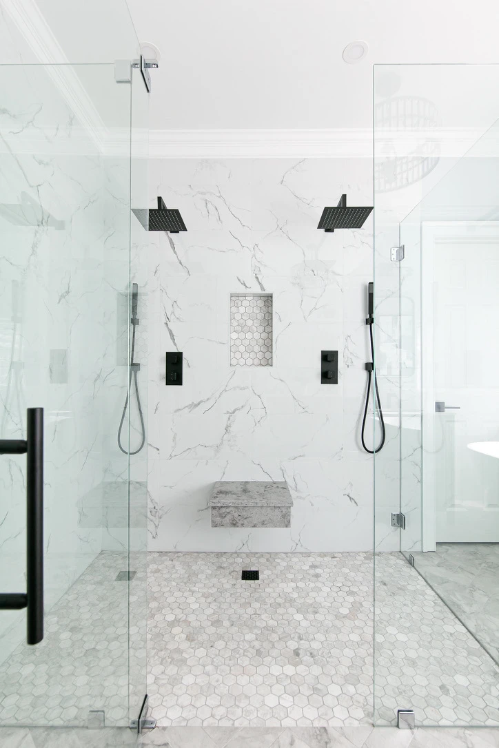 The shower transformation after remodeling by VanFleet Homes in Greensprings West
