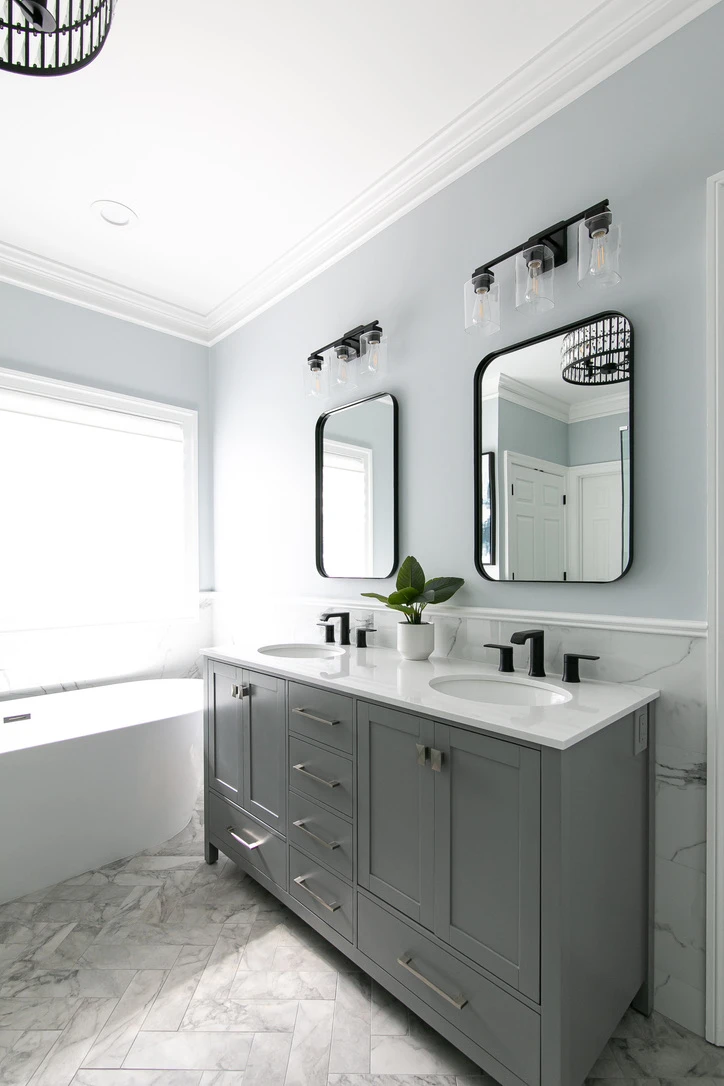 The tub & vanity area after remodeling by VanFleet Homes in Greensprings West