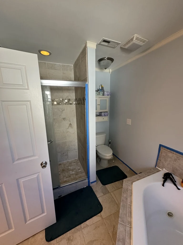 The shower & bathing area before the Scotts Pond renovation
