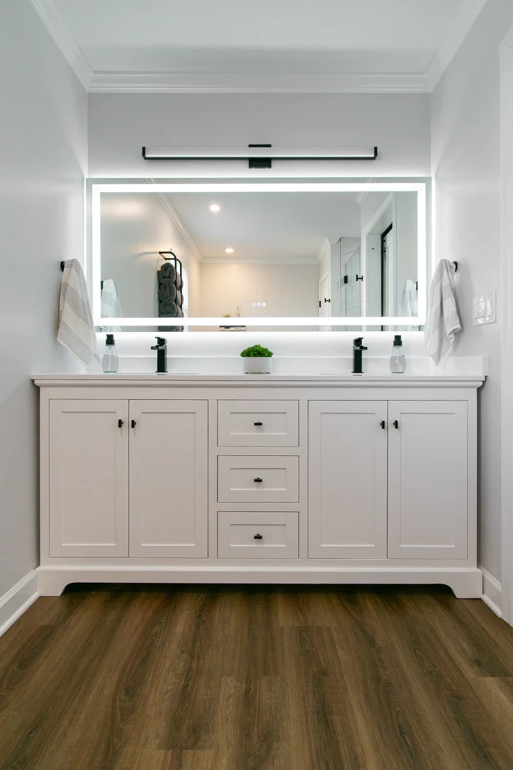 The double vanity after remodeling by VanFleet Homes in Scotts Pond